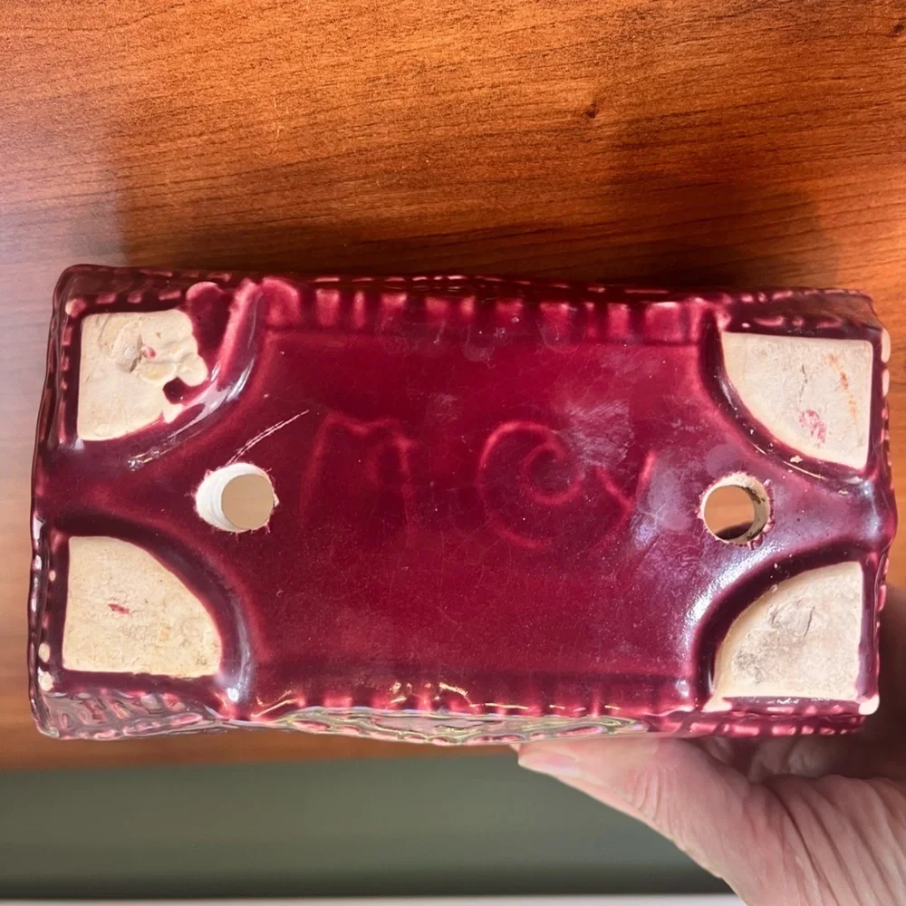 McCoy Planter Pottery USA Burgundy Red Rectangle 7 x 3 x 3